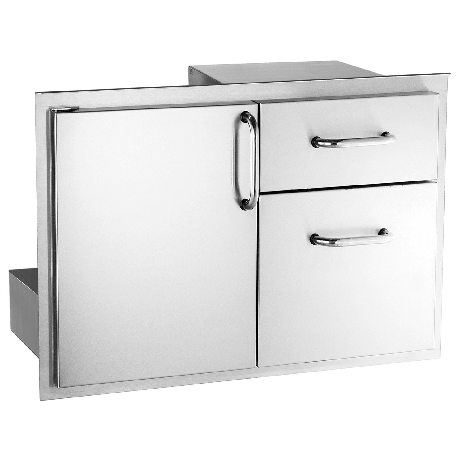 Fire Magic access door with two drawers, stainless steel, double pull handles