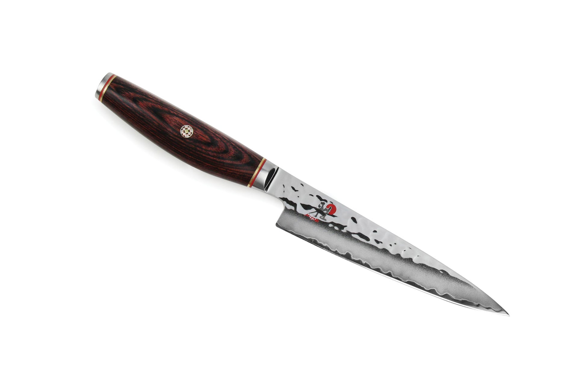 5-inch utility knife with dark wood handle and stainless blade