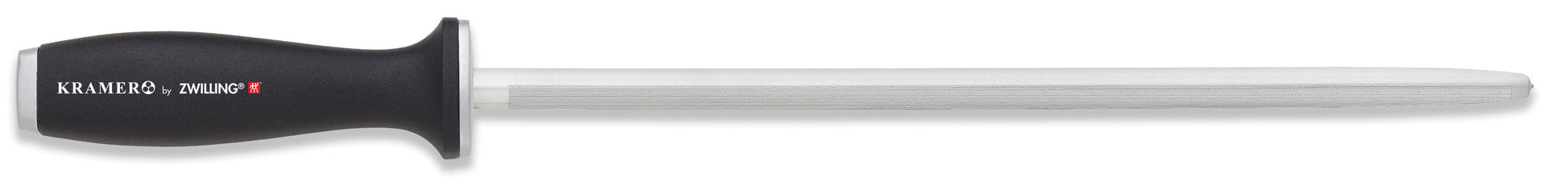 Knife handle and silver blade with black grip and stainless bolster