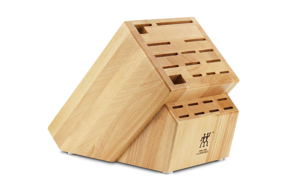 Zwilling J.A. Henckels 22-slot hardwood knife block, light wood.