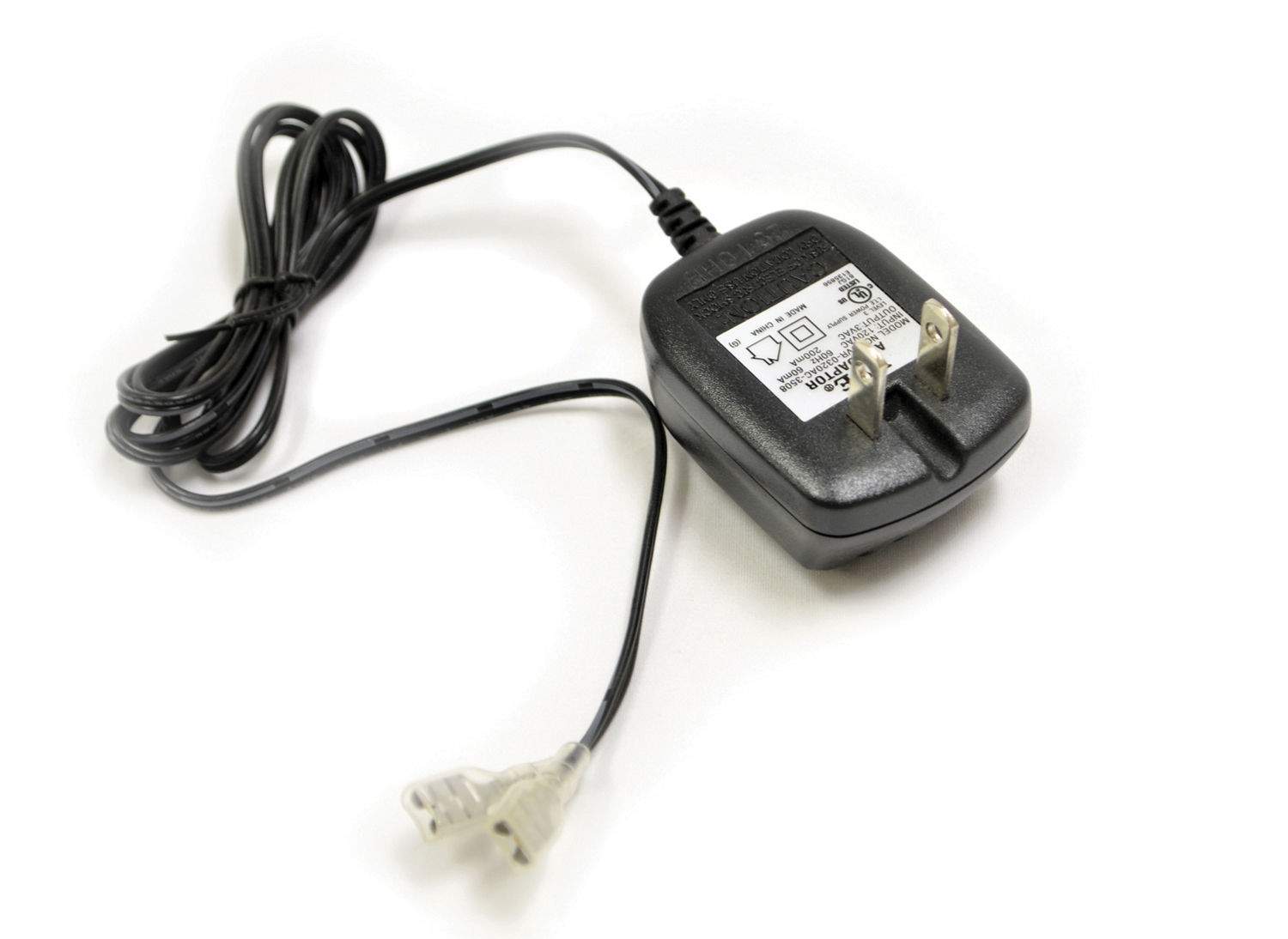 Dexen AC wall power adapter with black cord and two-prong plug