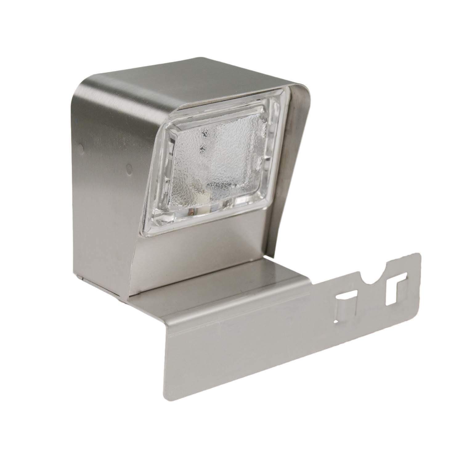 Metallic gray grill light bracket with clear lamp cover