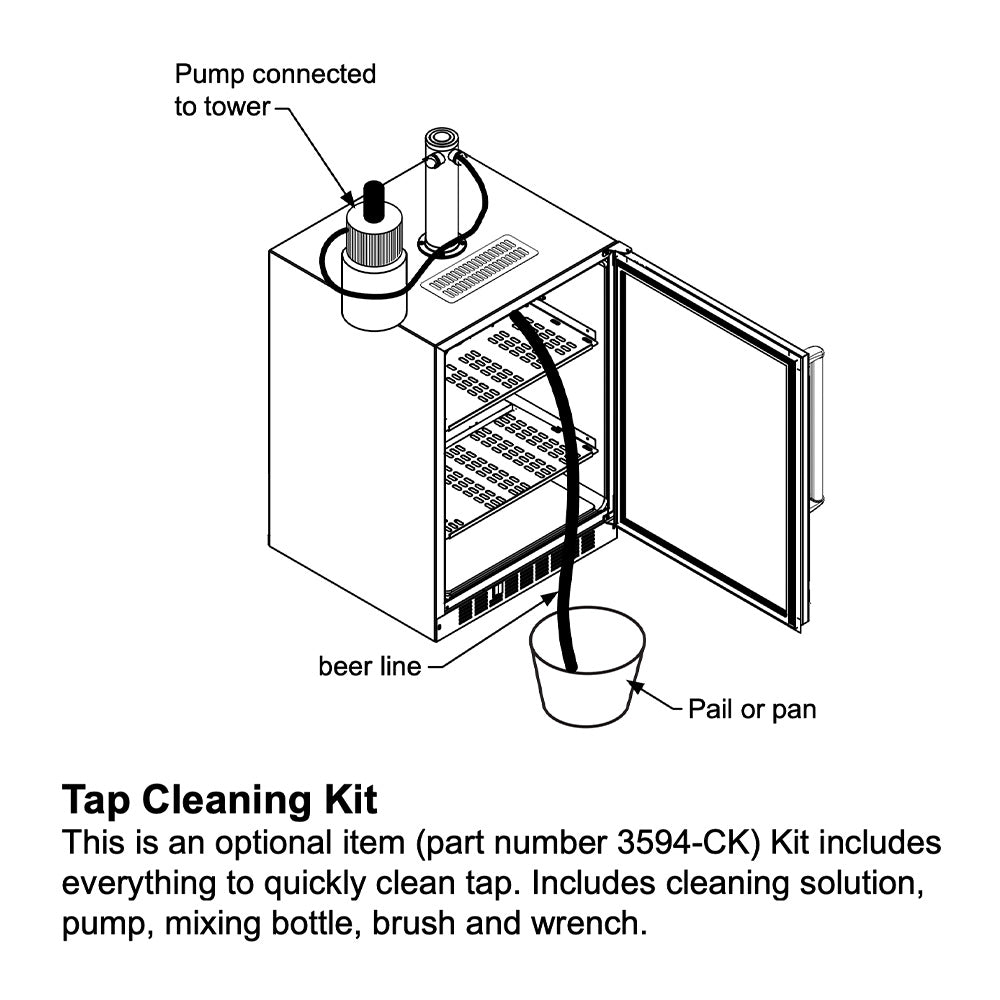 Beer line cleaning kit with pump, tube, and cleaning solution bucket