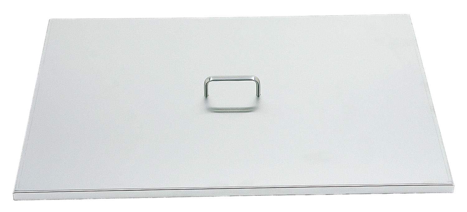 Stainless steel grid cover with centered rectangular handle