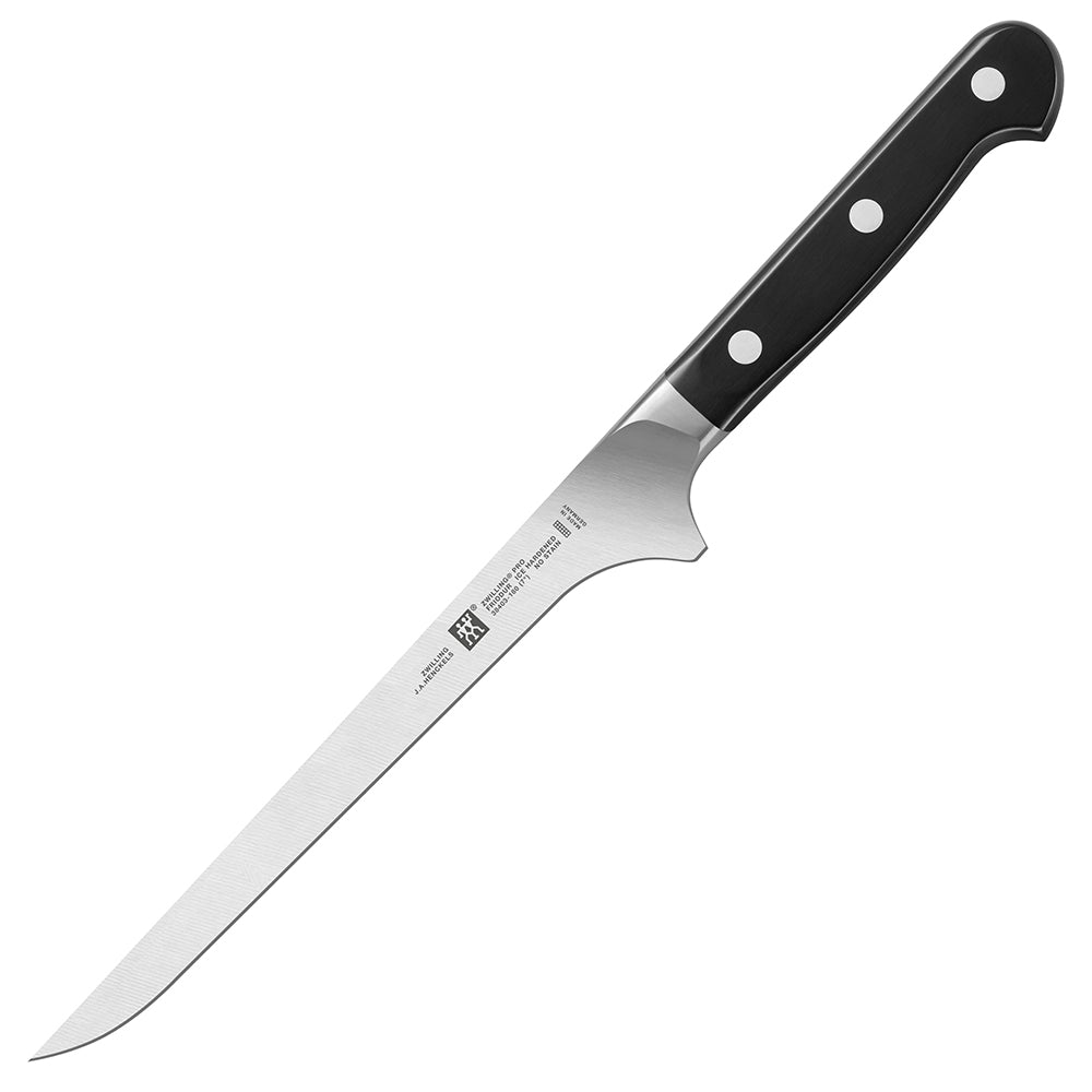 Zwilling J.A. Henckels Pro 7-inch fillet knife with black handle and stainless blade