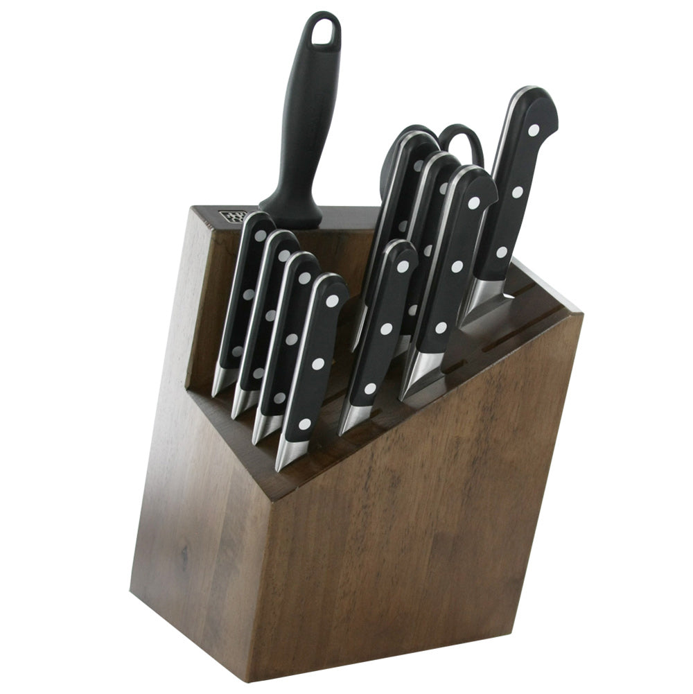 Zwilling J.A. Henckels Pro 12-piece knife block set with wooden block and assorted knives