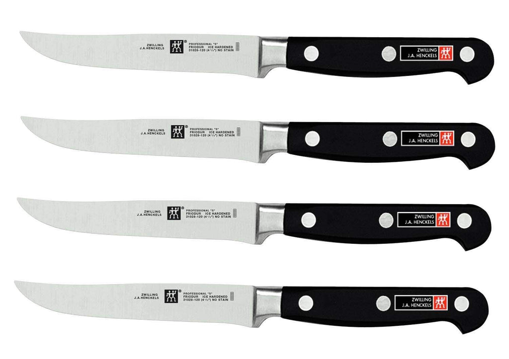 Zwilling J.A. Henckels professional steak knife set with black handles, 4-piece
