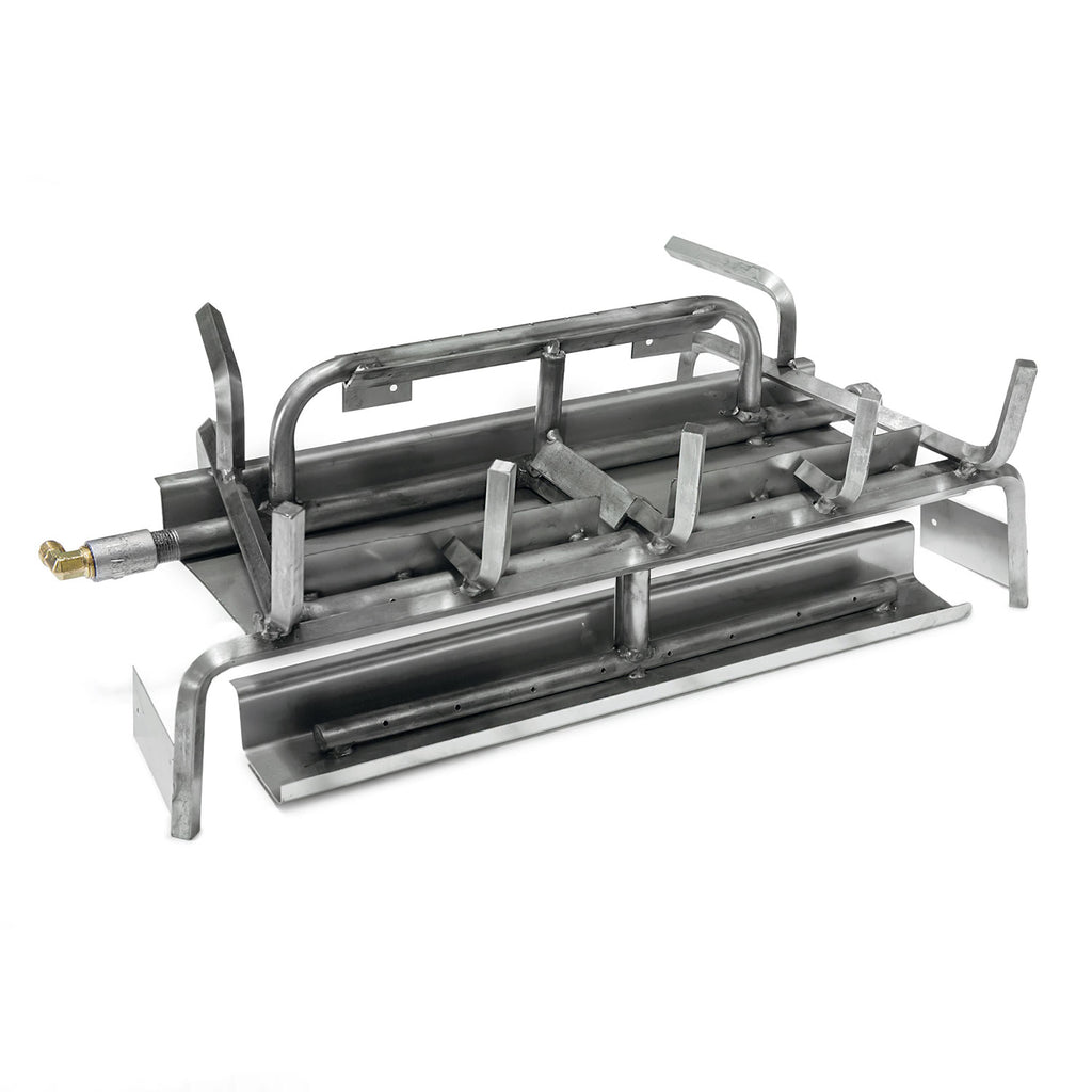 Stainless steel 3-burner grill frame with grates and side supports