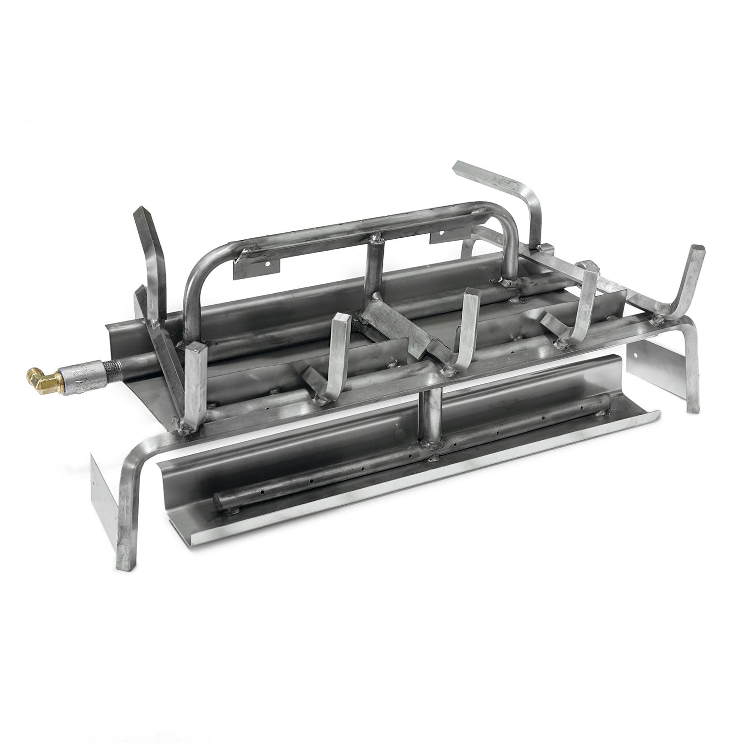 Stainless steel 3-burner grill frame with grates and side supports
