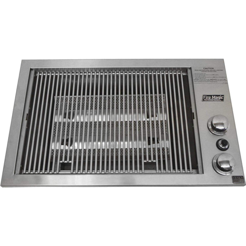 Fire Magic gas grill burner box with stainless cooking grate