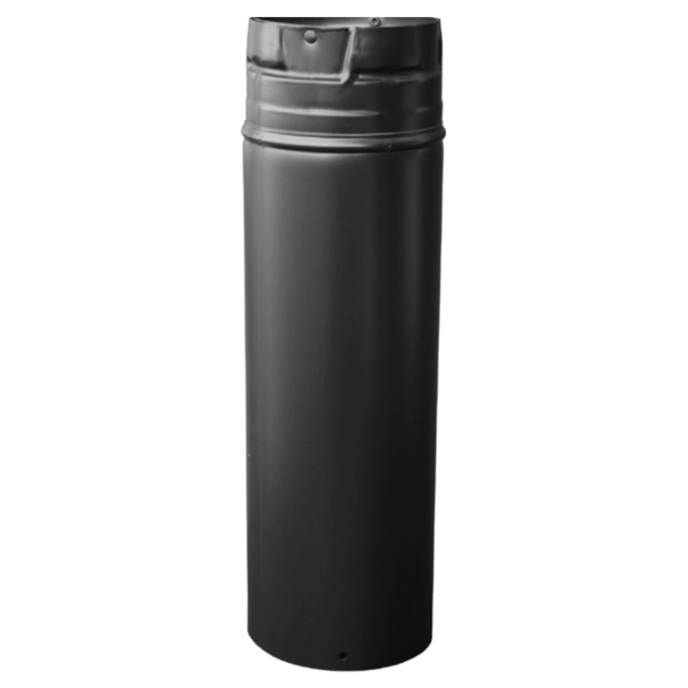 Black steel stove pipe extension, 4-inch diameter, PelletVent Pro
