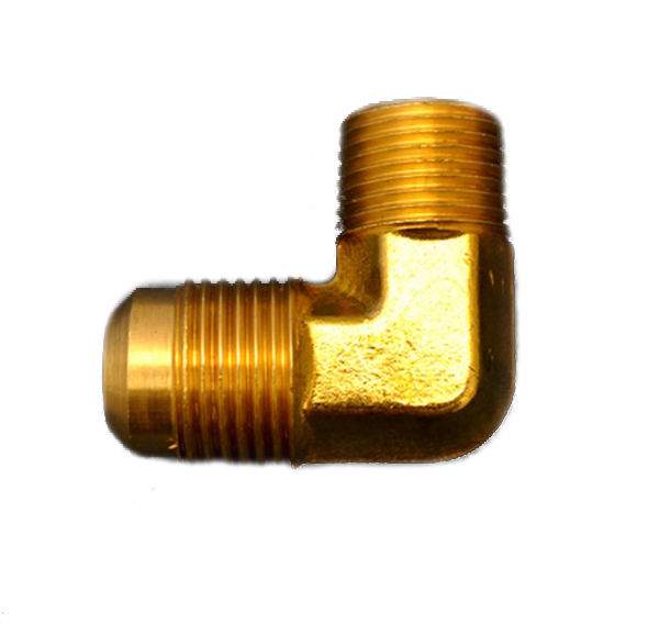 Brass 90-degree male elbow fitting with threaded ends