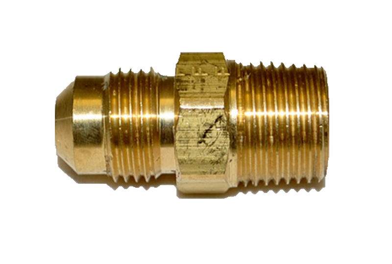 Brass male connector fitting with hex ends and threads, 3/8-in