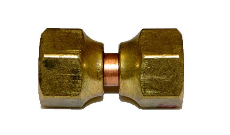 Brass swivel connector with two hex flare fittings