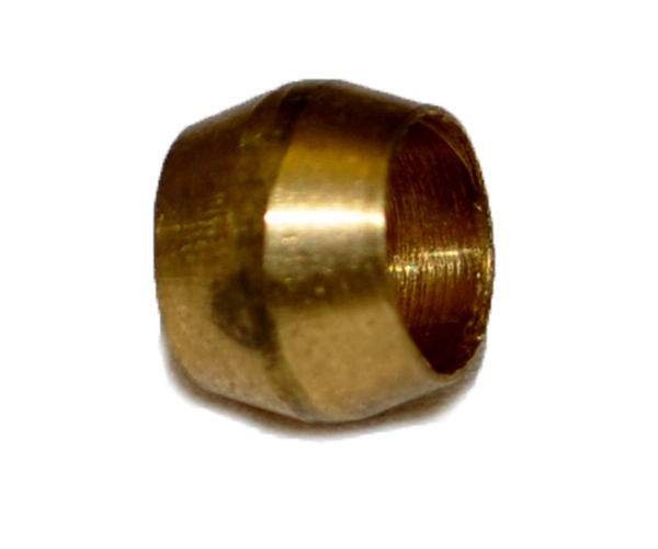 Brass sleeve fitting, cylindrical with flared edges and smooth finish