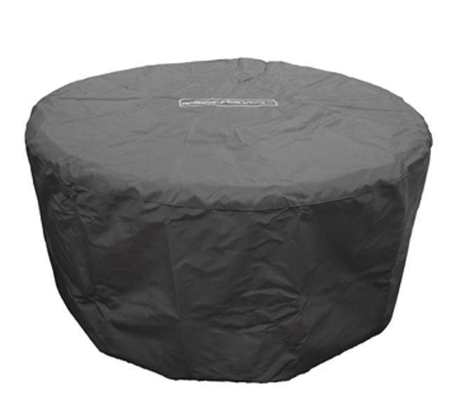 Nylon fire table cover, dark charcoal, round shape with drawstring hem