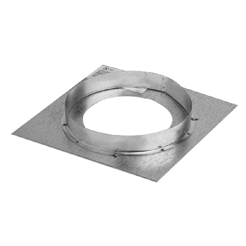 Metal vertical firestop flashing with square base and round opening