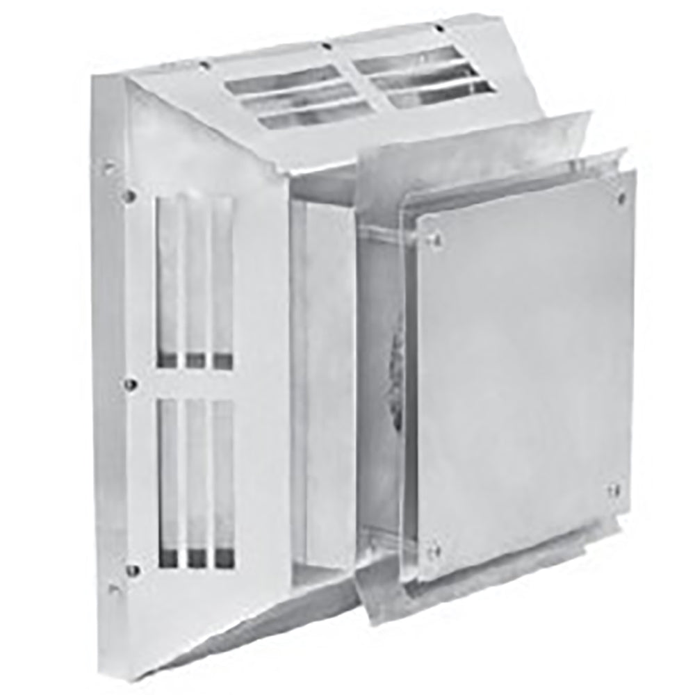 Horizontal rigid vent terminal kit with adaptor, rectangular stainless metal housing