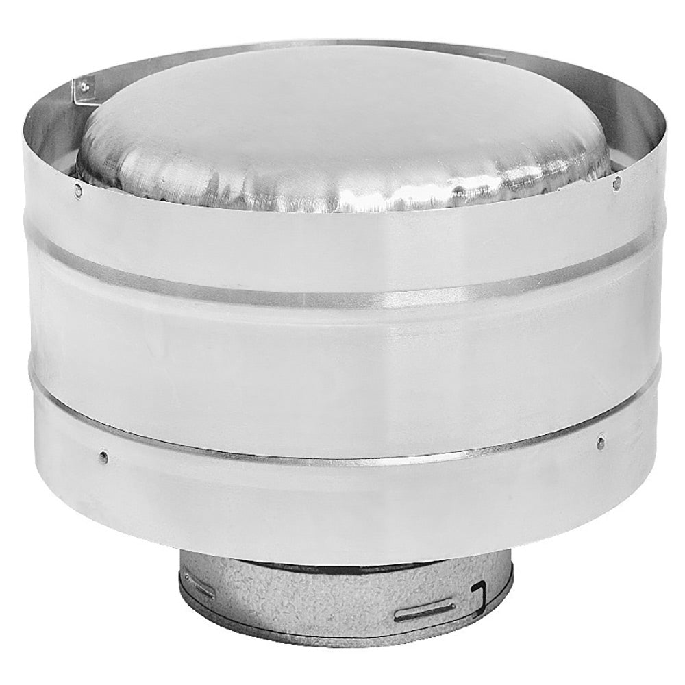 Round metal direct vent terminal cap with adaptor, 4x7-Inch, silver-gray finish