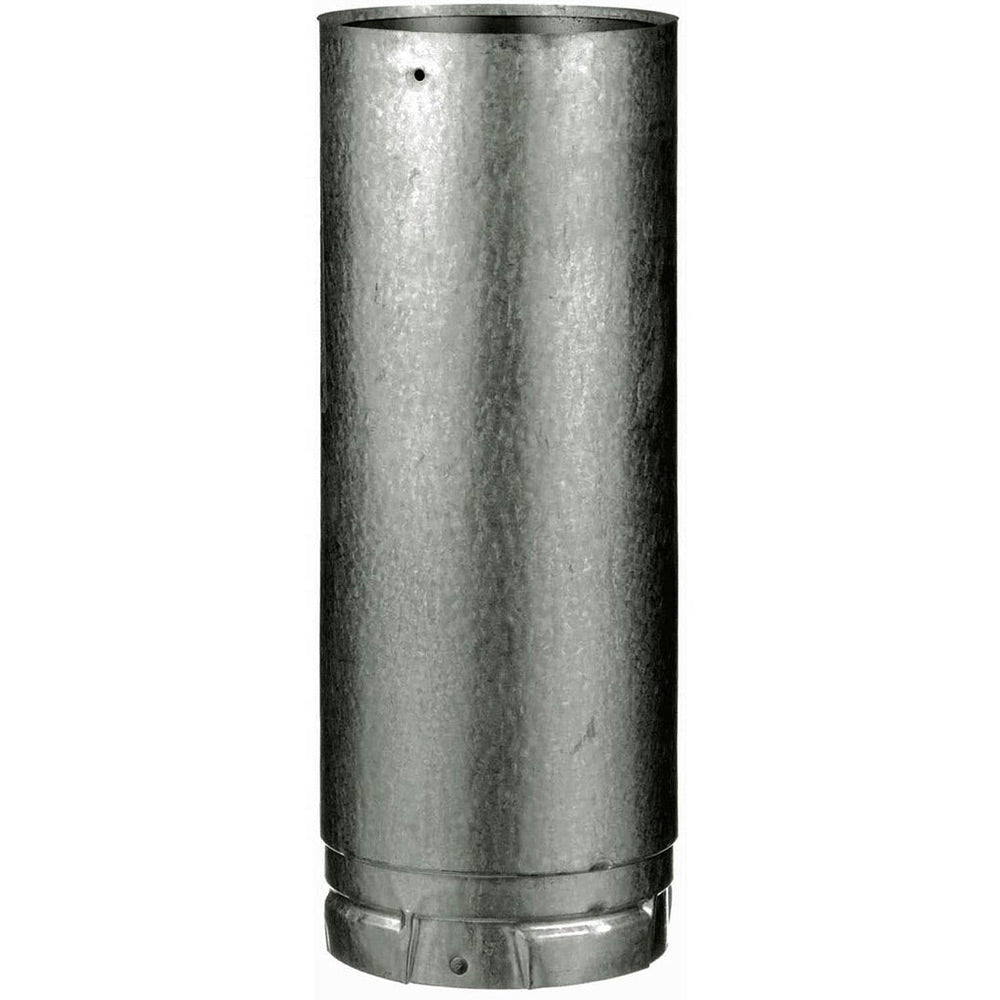 Galvalume steel 4-inch pellet vent pipe extension, straight cylindrical section with rim