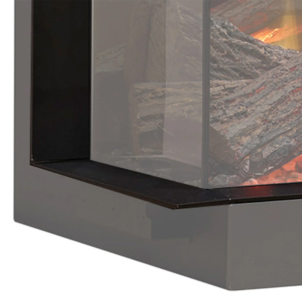Side trim accessory for built-in electric firebox, grey surround with black screen trim