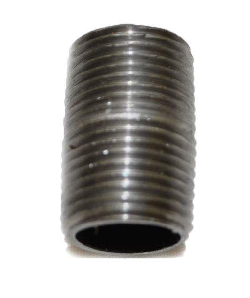 Black iron 1/2-inch close nipple with male threads and open end