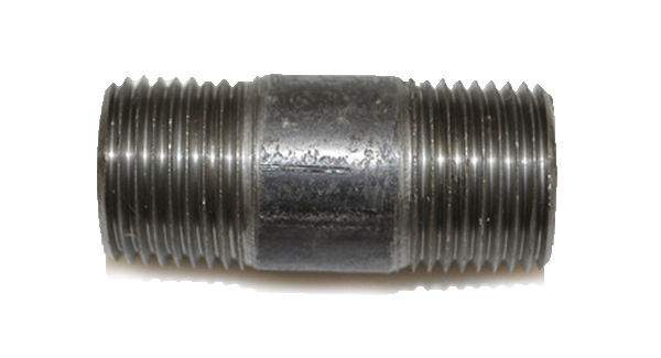Black iron pipe nipple fitting with external threads on both ends