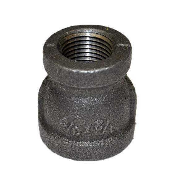 Black iron reducing coupler with internal threaded FPT fitting