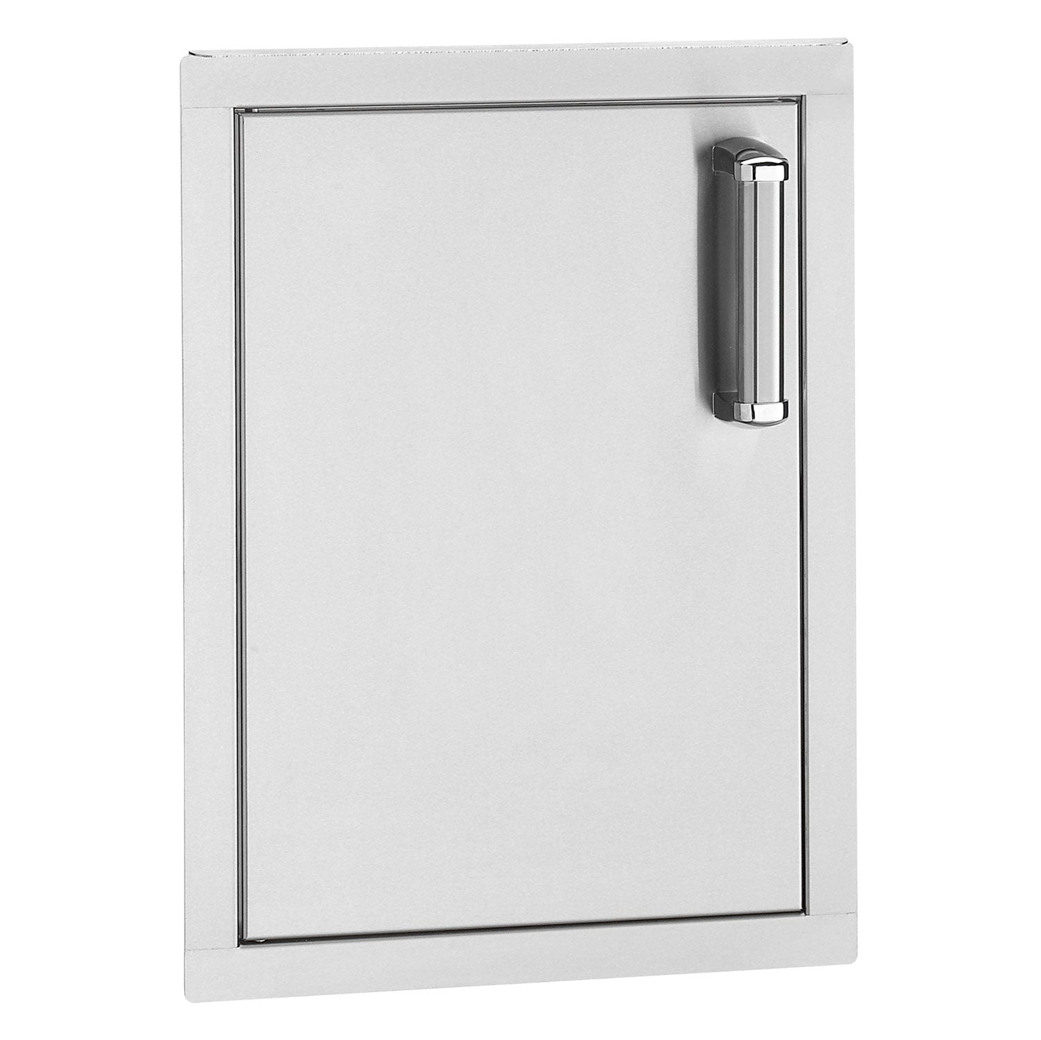 Single access door, flat metal panel with right-side vertical handle