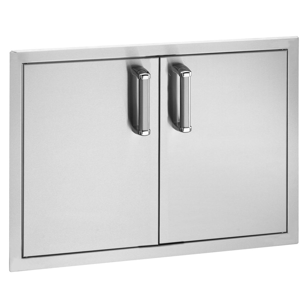 Fire Magic flush double cabinet doors with built-in metal handles