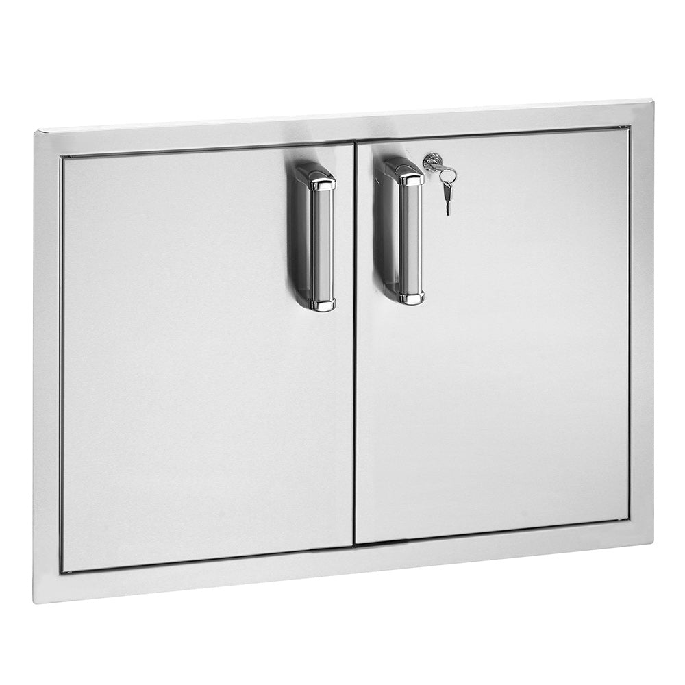 Stainless steel flush double access doors with two locking latches and keys