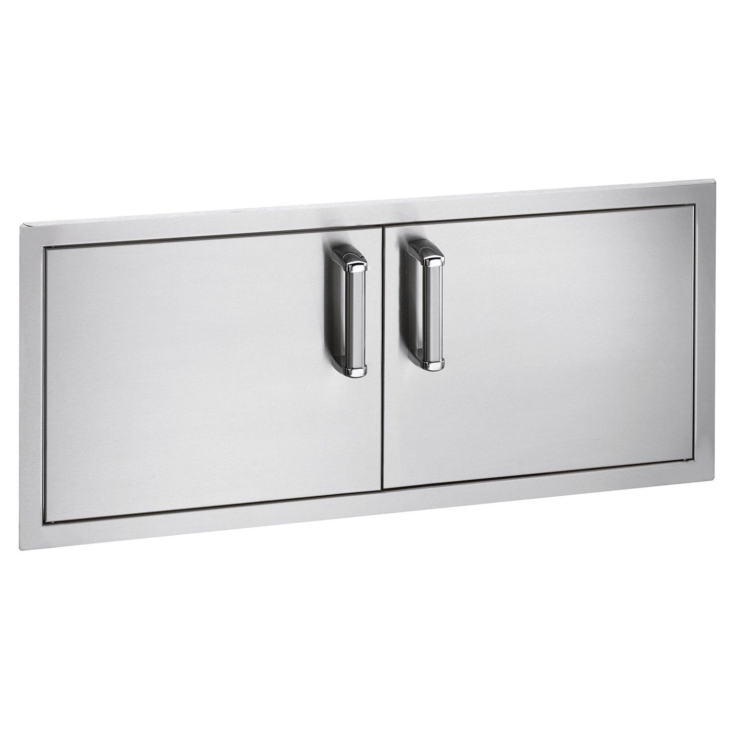 Fire Magic flush double access doors, stainless with two vertical handles