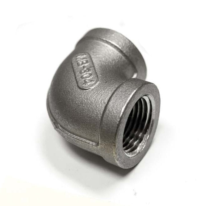 Stainless steel female-to-female elbow fitting with internal threads, 1/2-inch size