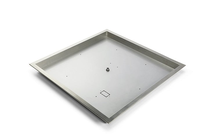 Stainless steel square drop-in fire pit bowl pan with low rim