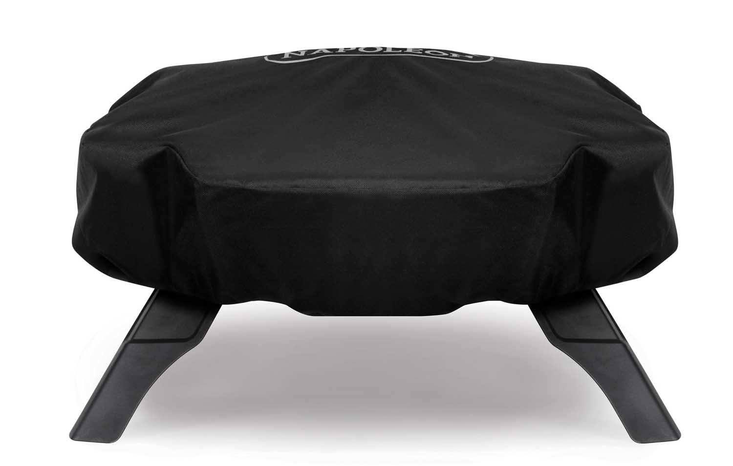 Black Napoleon grill cover with front opening and two side support straps