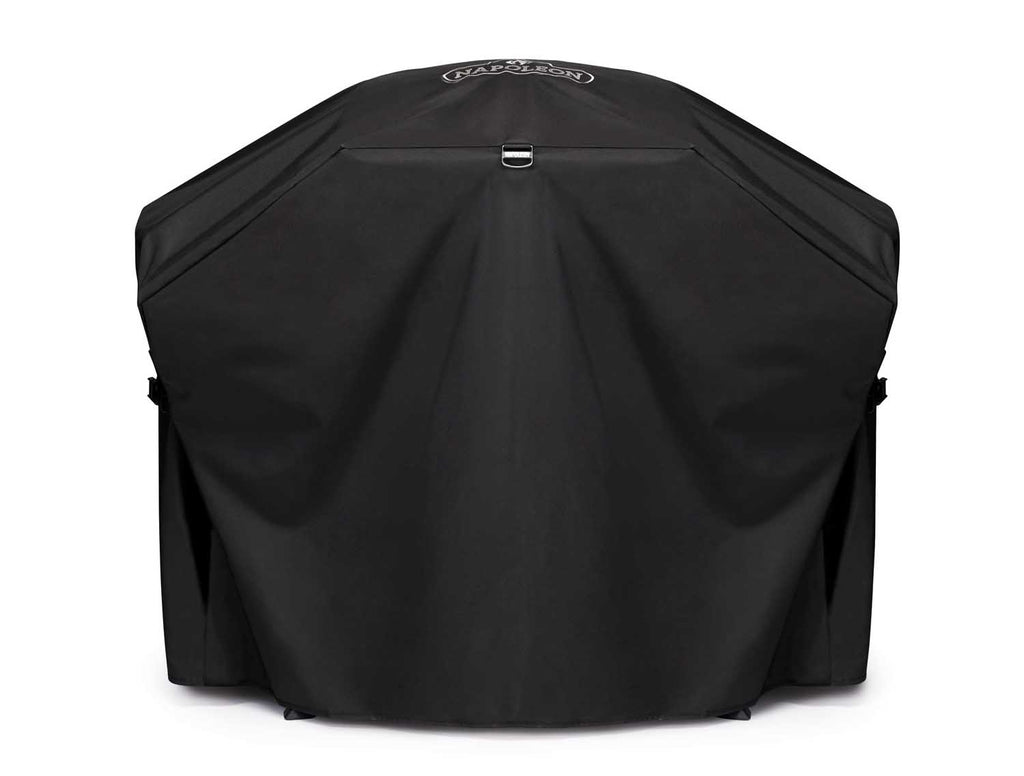 Napoleon TravelQ scissor cart cover, black fabric with top buckle strap
