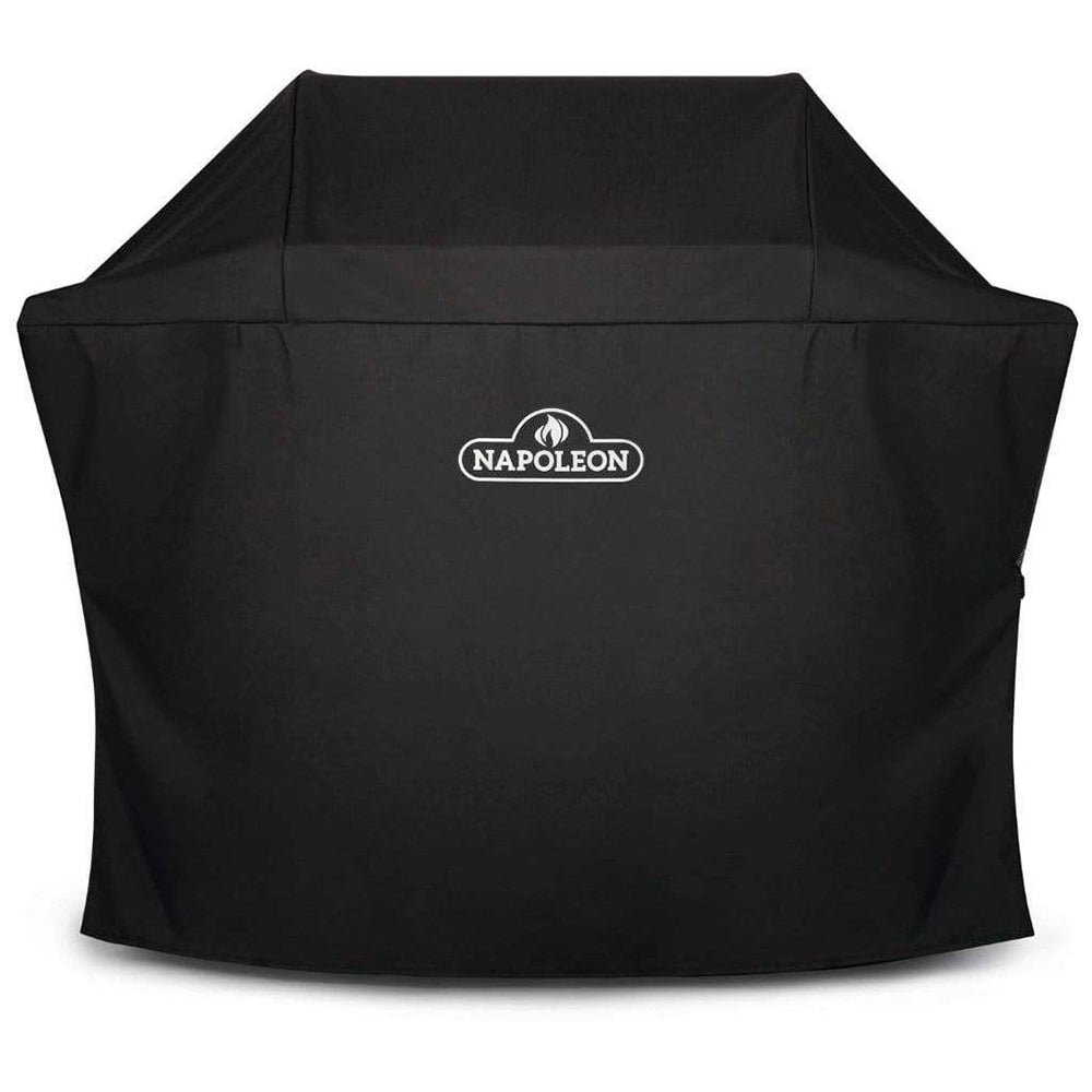 Black grill cover with Napoleon logo, fitted full-cover shape