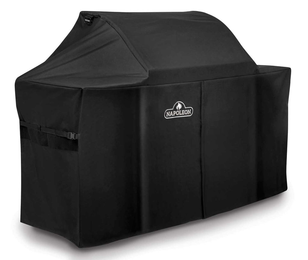Napoleon grill cover for charcoal professional grill, dark fabric with side pocket and logo
