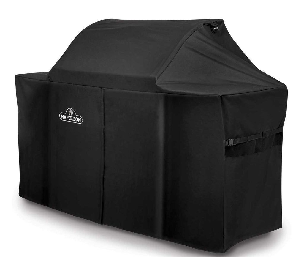 Napoleon grill cover for charcoal professional grill, dark fabric with top flap and logo
