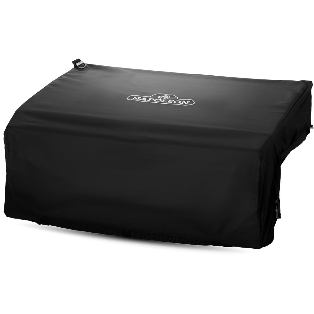 Black 32-inch flat top griddle cover with top logo and cinch strap loops