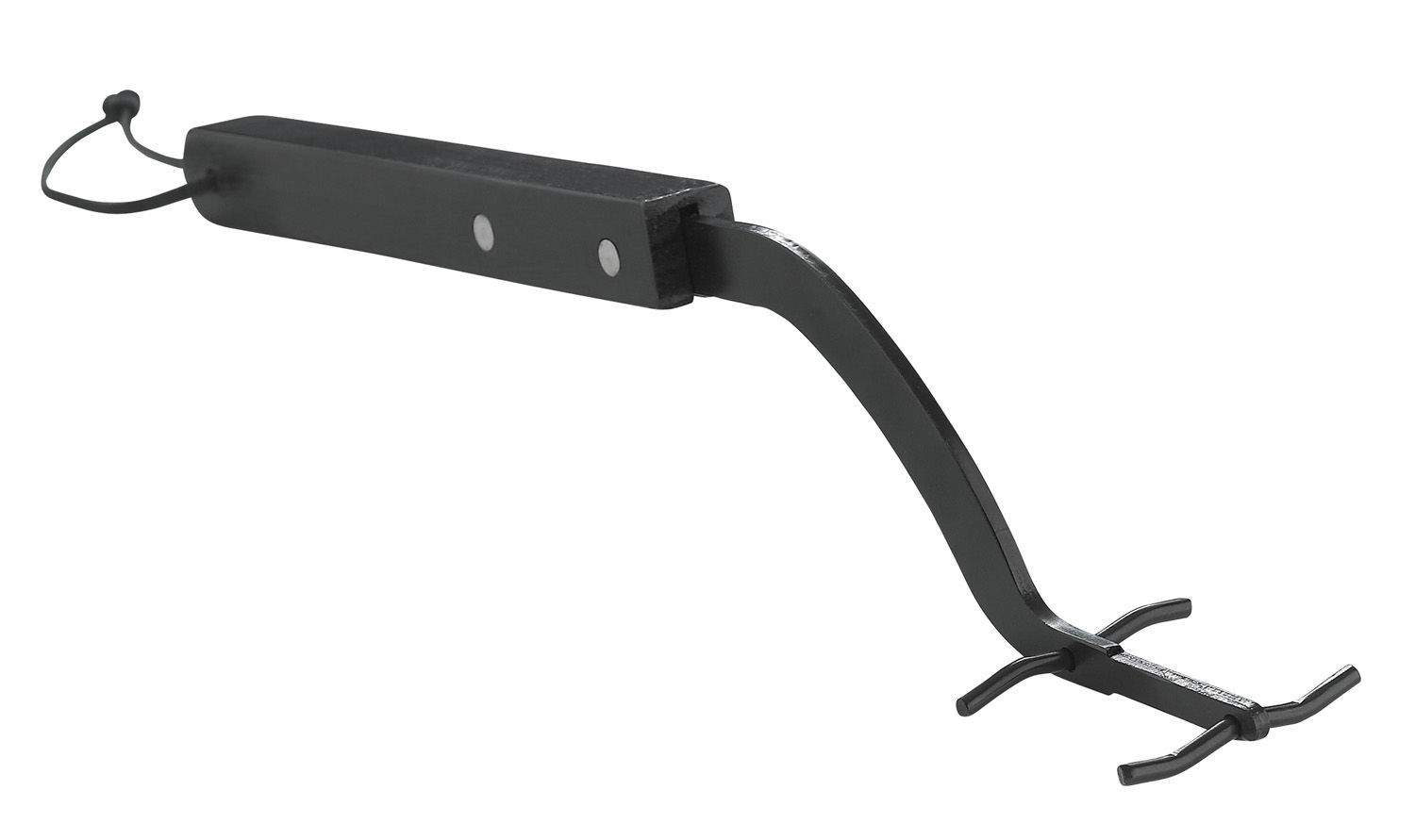 Metal grid lifter with loop handle and lifting prongs, dark finish