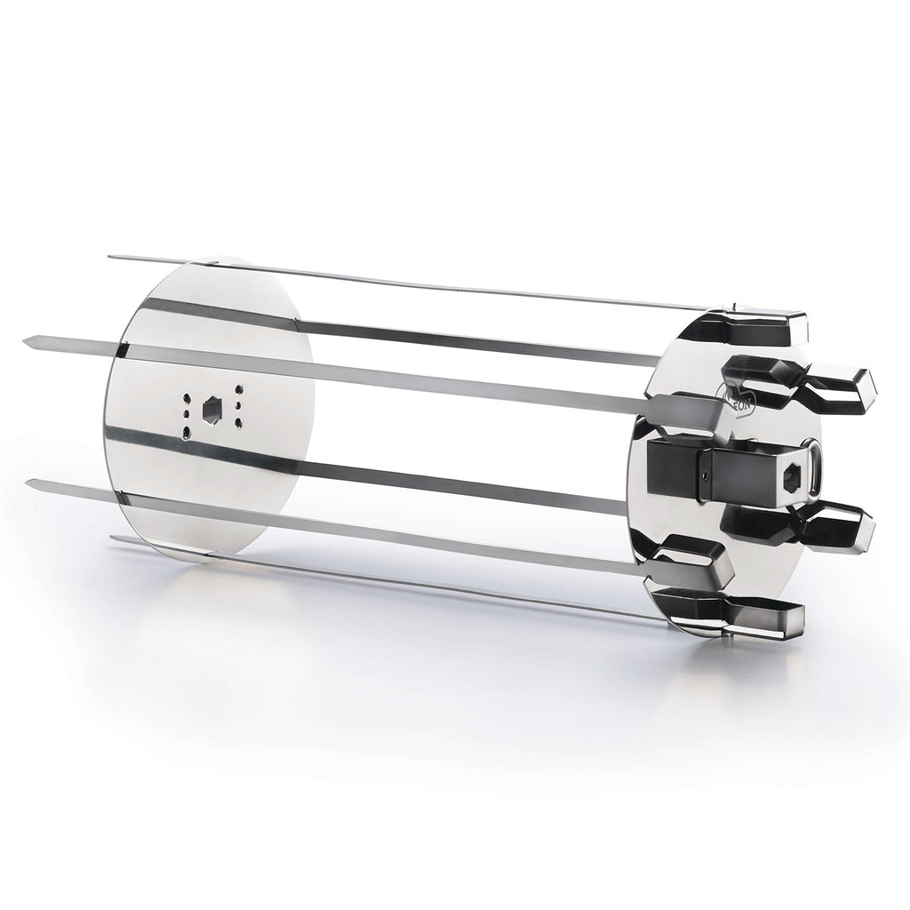 Stainless rotisserie shish kebab skewer set with three pronged forks