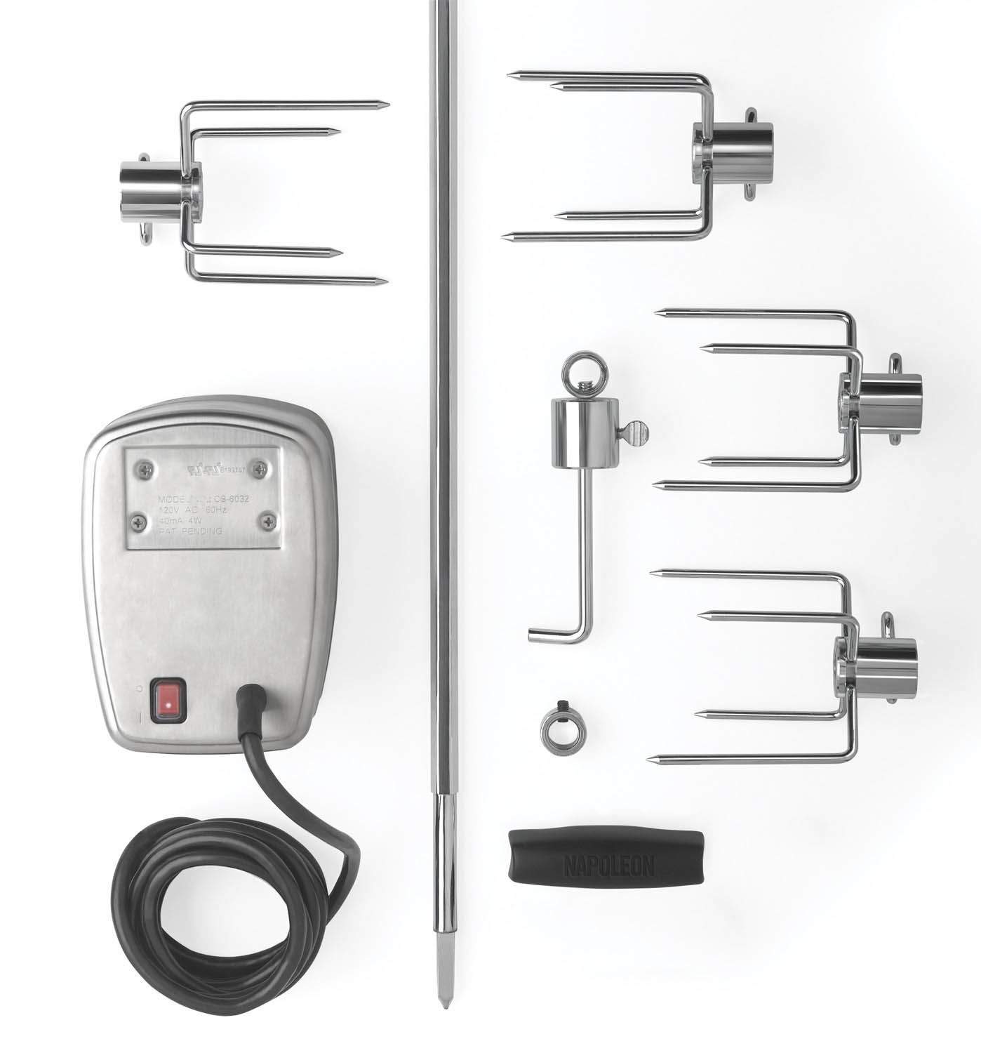 Rotisserie kit control unit with power cord and mounting brackets