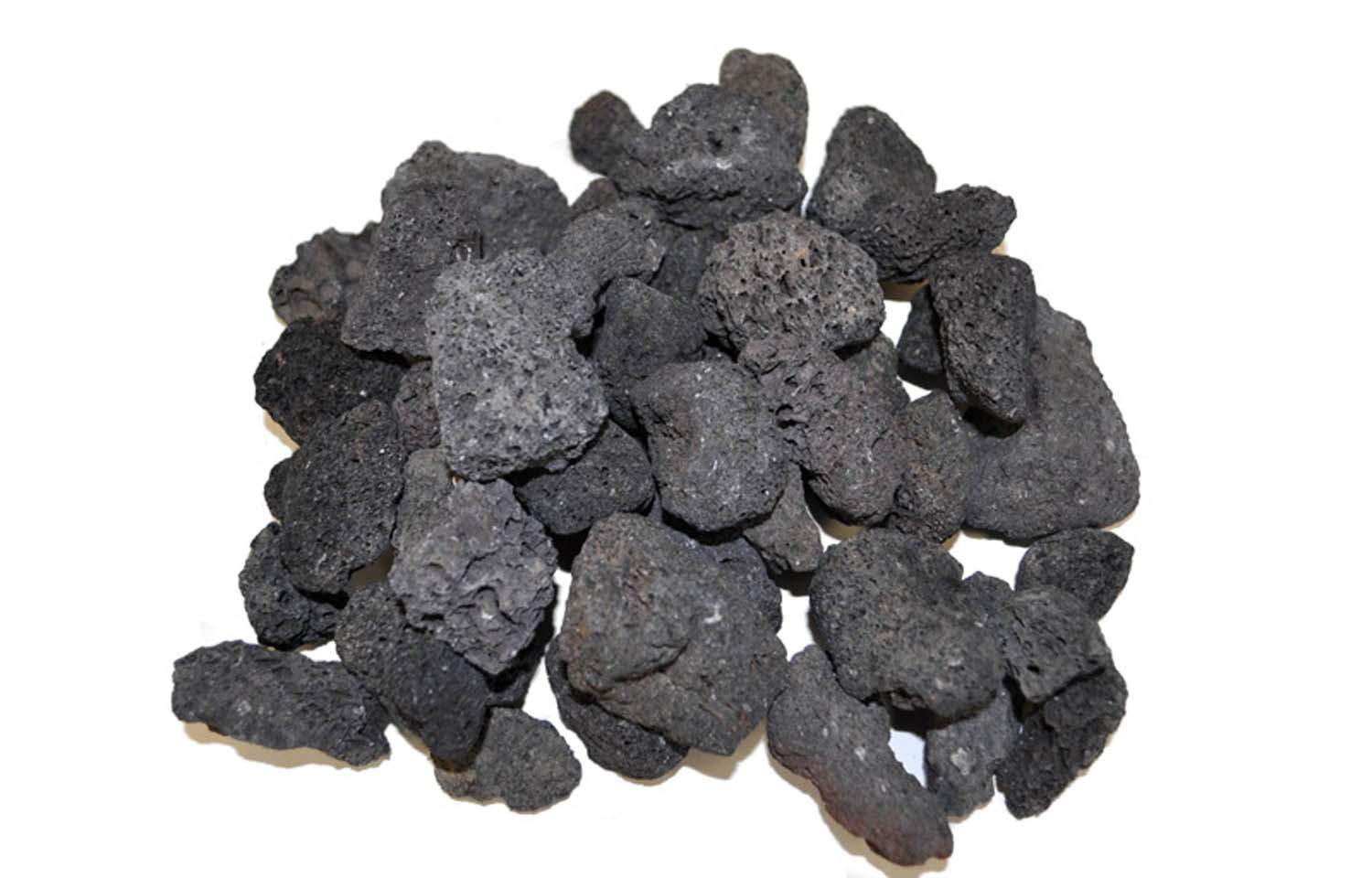 Black lava rock for fire pits, small irregular chunks