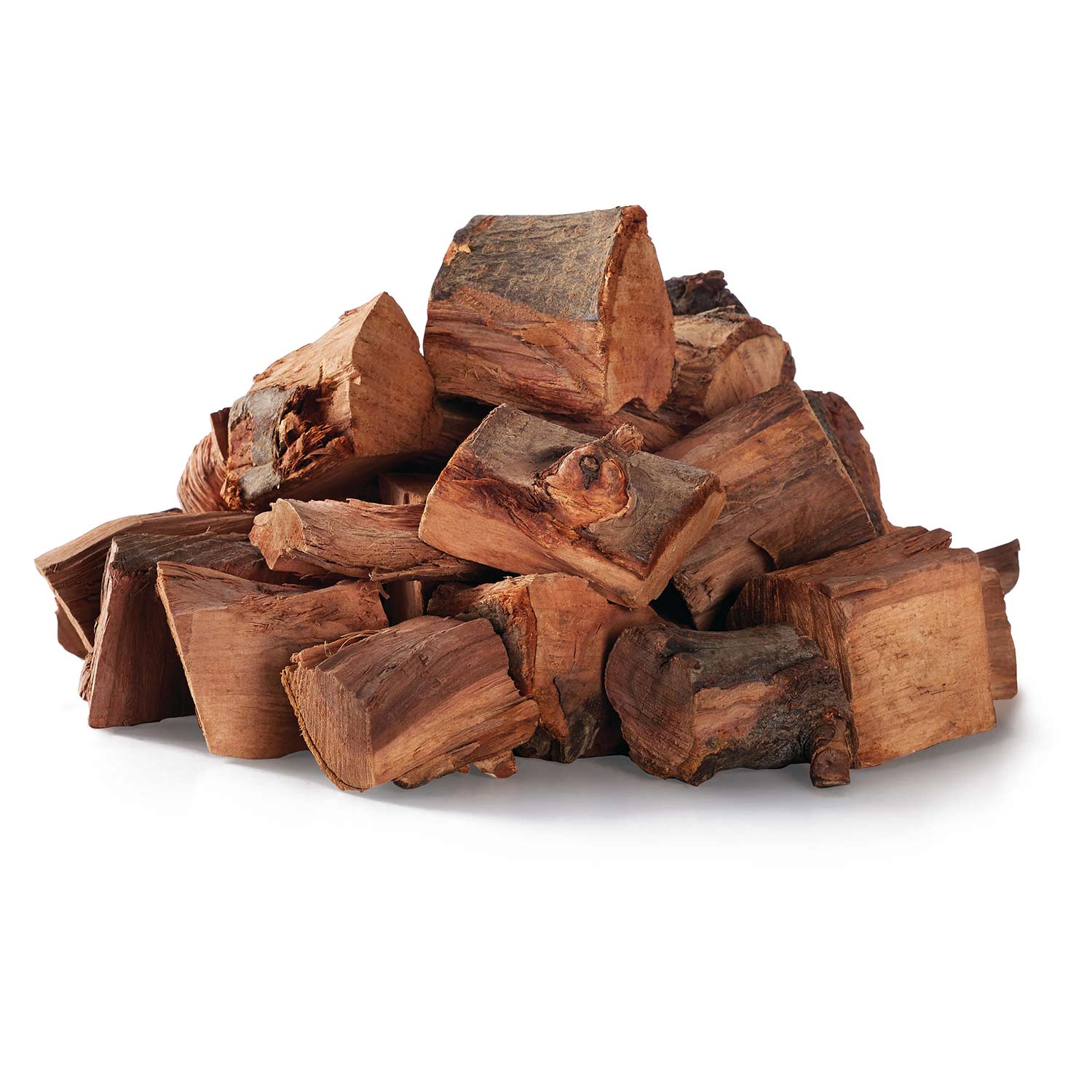Apple wood chunks, small split pieces in warm brown