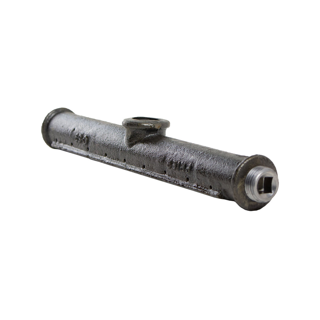 Cast iron log lighter body with small cap and threaded nozzle end