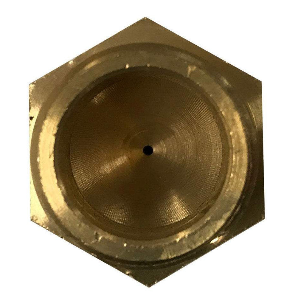 Brass orifice adapter hex port with central hole detail