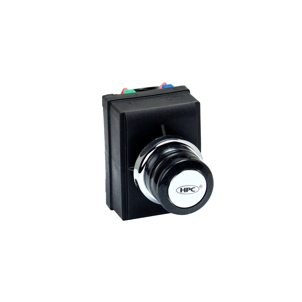 Fire battery spark igniter with chrome push button on black housing