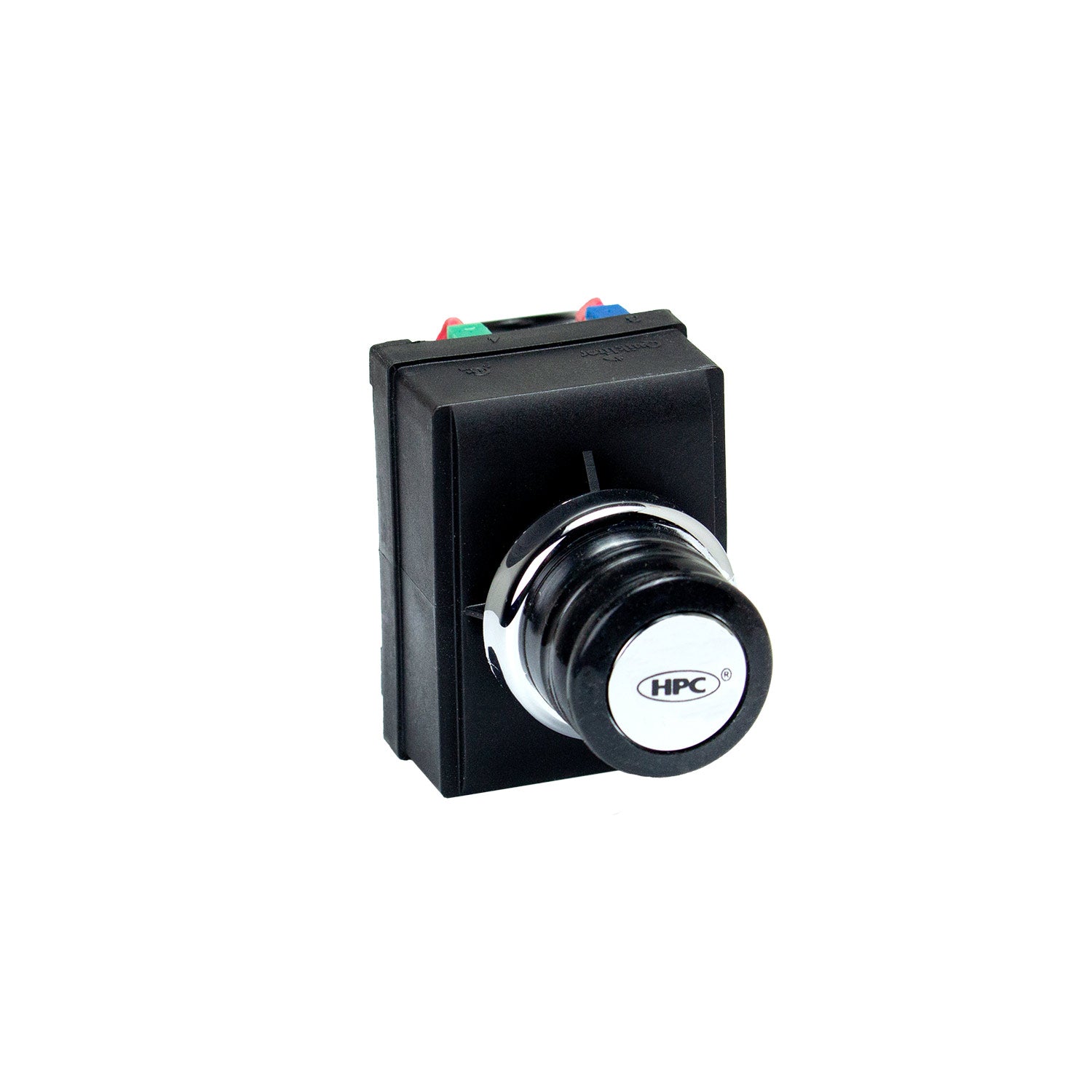 Fire battery spark igniter with chrome push button on black housing