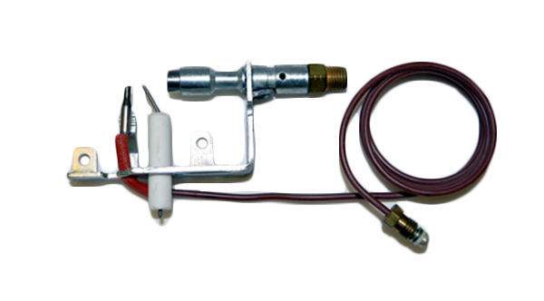 Vent-free ODS pilot assembly with metal valve, igniter leads, and red hose